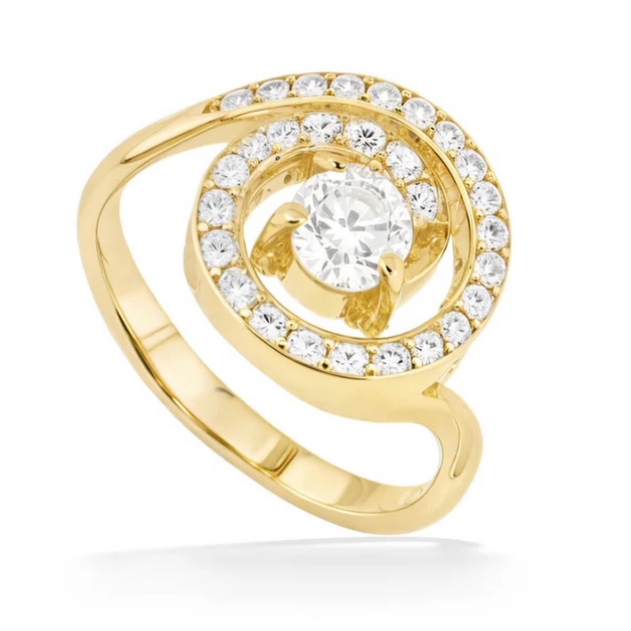 Na Hoku Gold Wave Ring With Pav Set